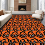 Bold Orange Black Abstract Figures Rug