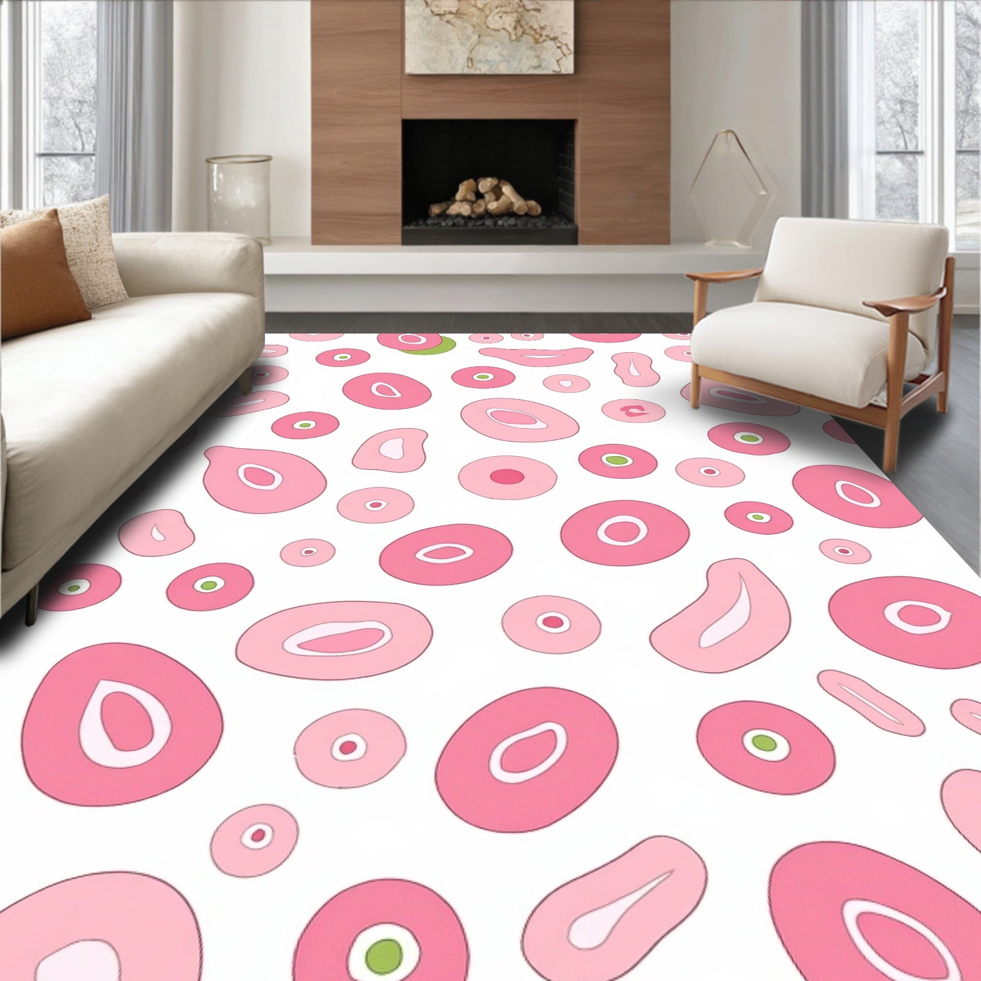 Pink Fruit Slice Scattered Rug