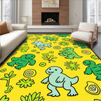 Cute Dinosaur Jungle Yellow Rug