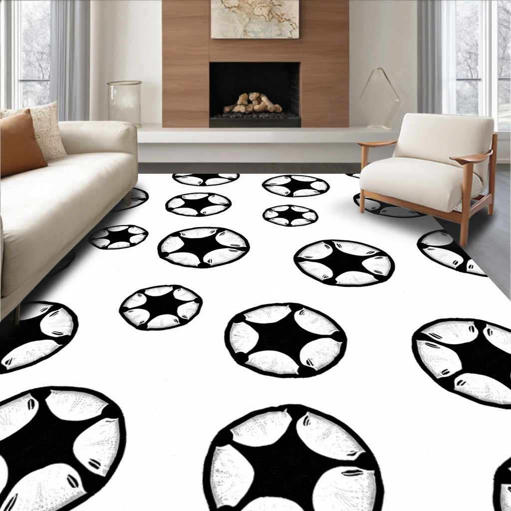 Black and White Starburst Scatter Rug