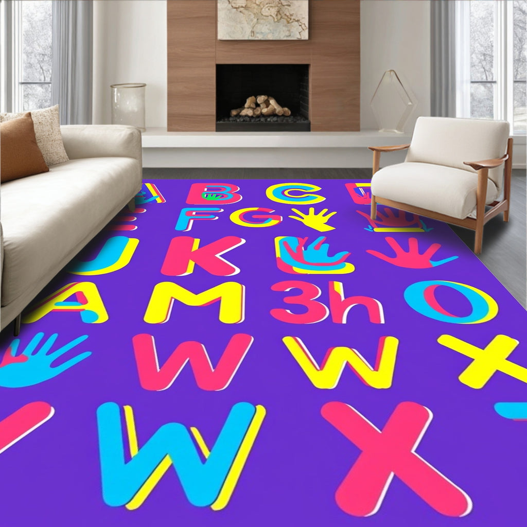 Kid Friendly Alphabet Hand Shapes Rug