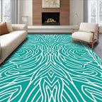 Aqua White Abstract Organic Lines Rug