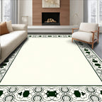 Dark Green Ornate Scroll Border Rug