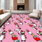 Playful White Red Cartoon Character Arrangement Rug