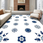 Blue And White Snowflake Cluster Rug