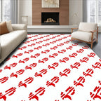 Vibrant Red Linear Tribal Rug
