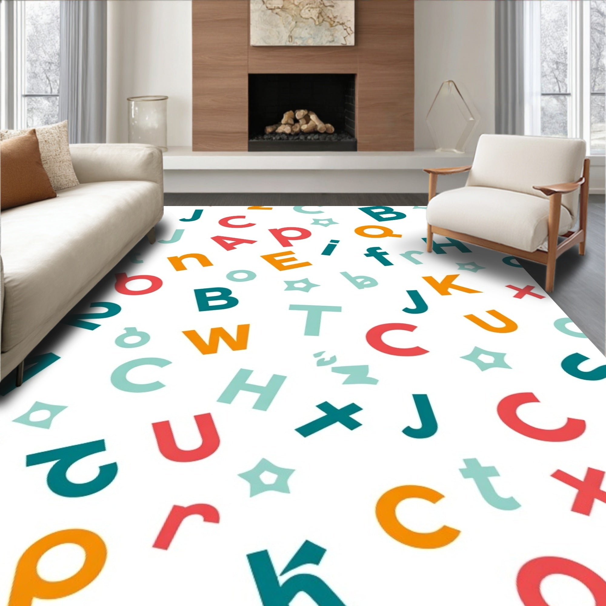 Multicolor Alphabet Scatter Rug