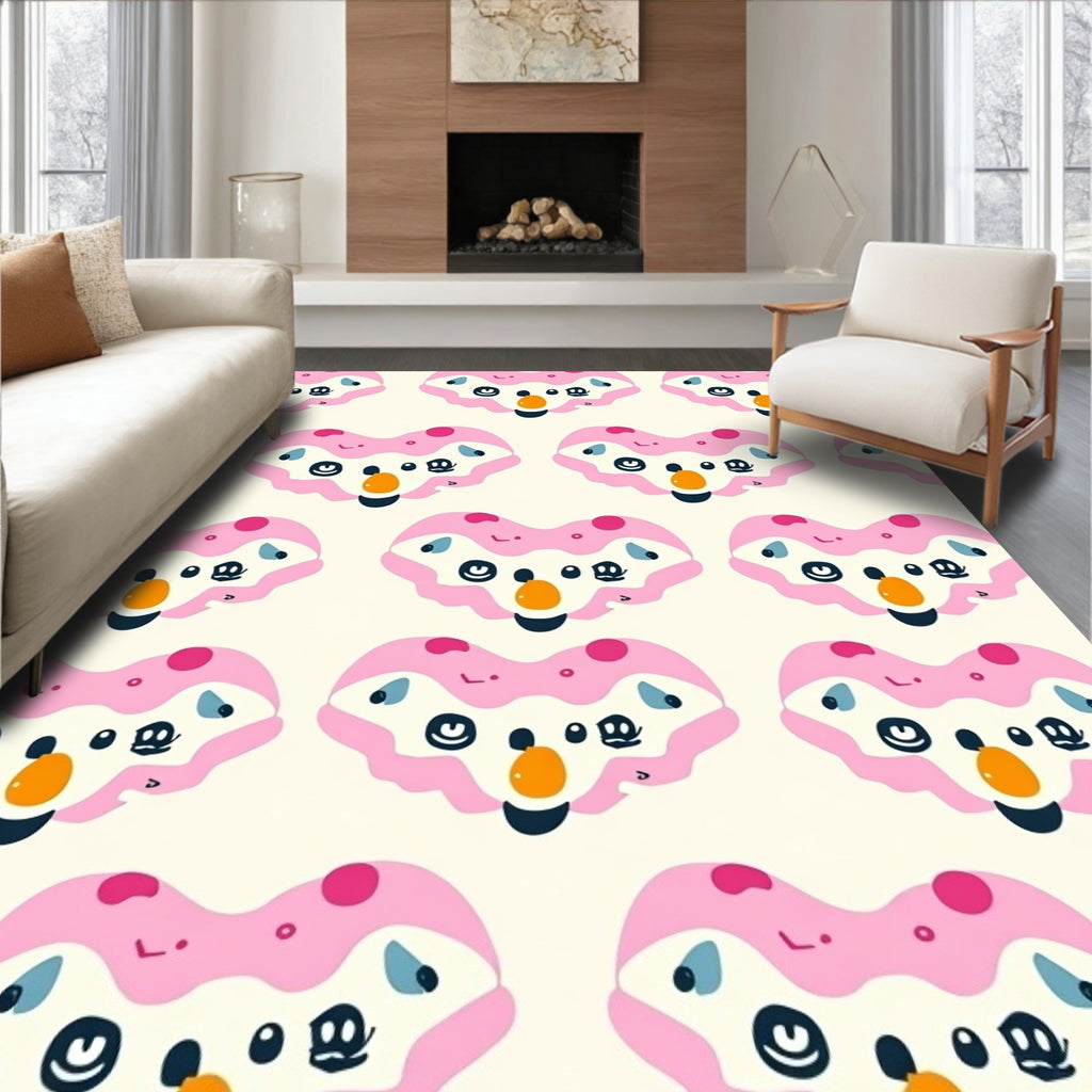 Whimsical Pink Heart Creature All Over Rug