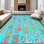 Alphabet Letters Red Yellow Borders Rug