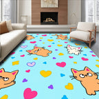 Cute Cat and Heart Background Rug