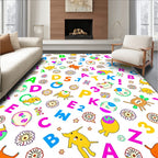 Playful Alphabet Creatures Numbers Collage Rug