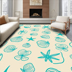 Teal Seashell Starfish All Over Rug
