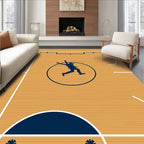 Sporty Basketball Court Play Silhouette Rug