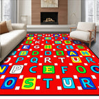 Alphabet Squares Red Rug