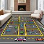 Whimsical Transportation Collage Rug
