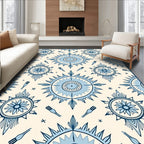 Cerulean Sunburst Floral Medallion Rug
