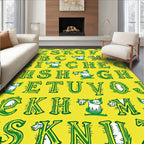Green Alphabet On Yellow Background Rug