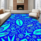 Vibrant Aqua Ocean Life Collage Rug