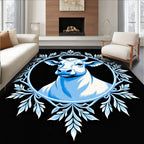 Powder Blue Cow Laurel Wreath Rug