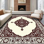 Deep Red Ornamental Centerpiece Arabesque Rug