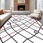 Black and Red Marked Grid Rug