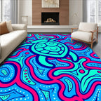 Trippy Blue Pink Turtle Swirl Rug