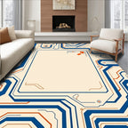 Futuristic Blue Orange Circuit Board Rug