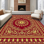 Crimson Gold Medallion Floral Traditional Rug