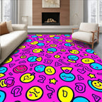 Whimsical Pink Cartoon Collage Rug
