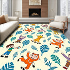 Whimsical Children and Giraffe Jungle Rug