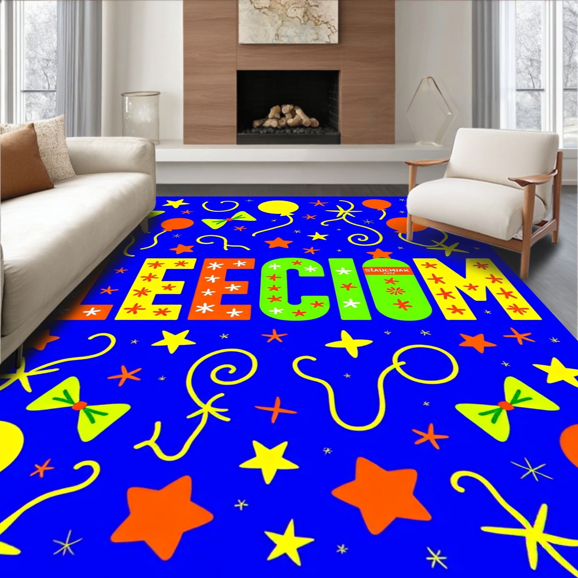 Bright Fun Festive Confetti Balloons Rug