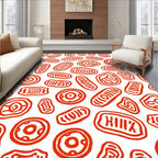 Bold Red Organic Cell Forms Rug