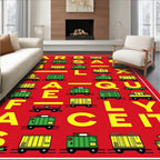 Red Yellow Green Freight Train Alphabet Rug