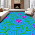 Bright Pink Floral Vine Nature Rug