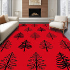 Bold Red Evergreen Forest Repeat Rug