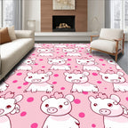 Cute Piggy Pink Polka Dot Meadow Rug