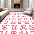 Pink Script Alphabet Repeat Rug