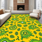 Green Spiky Fruit Yellow Leafy Background Rug