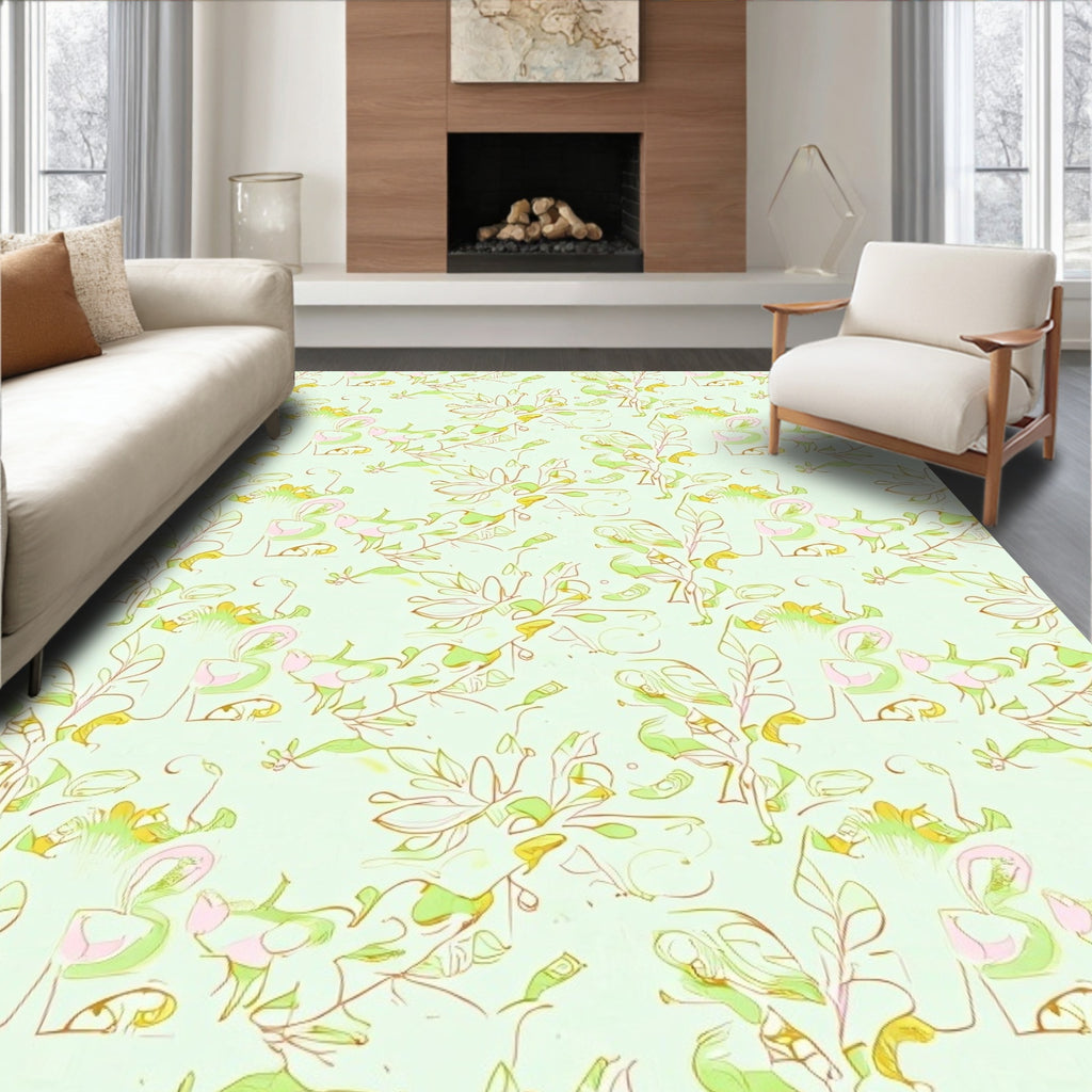 Pastel Leafy Vine Abstract Rug
