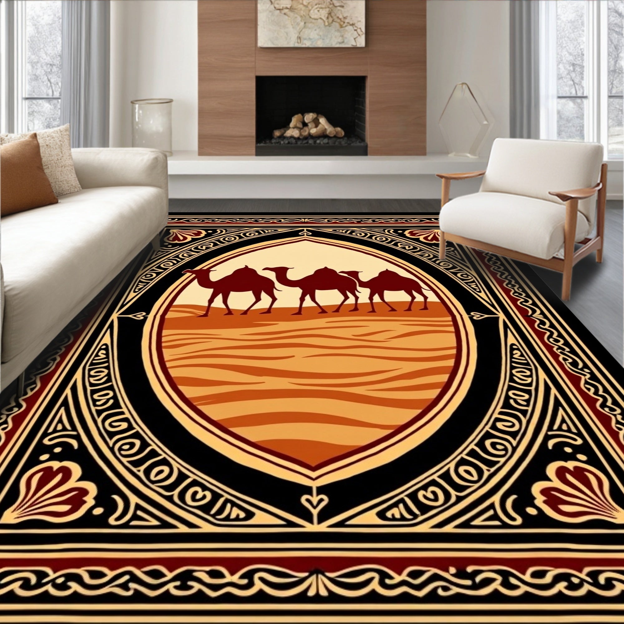 Desert Caravan Camel Silhouette Rug