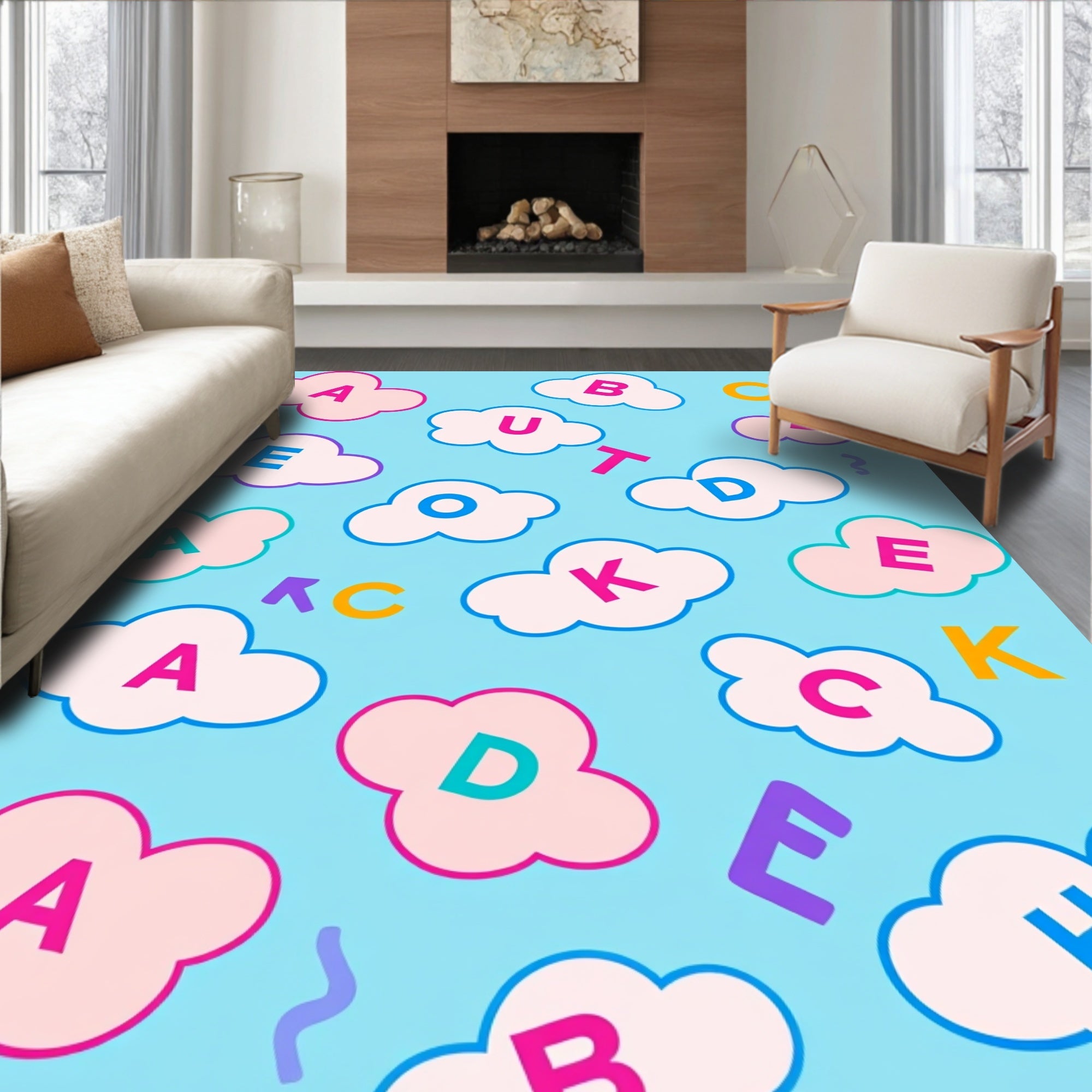 Alphabet Clouds Multi-Color Rug