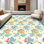 Ocean Blue Seashell Coral Collection Rug