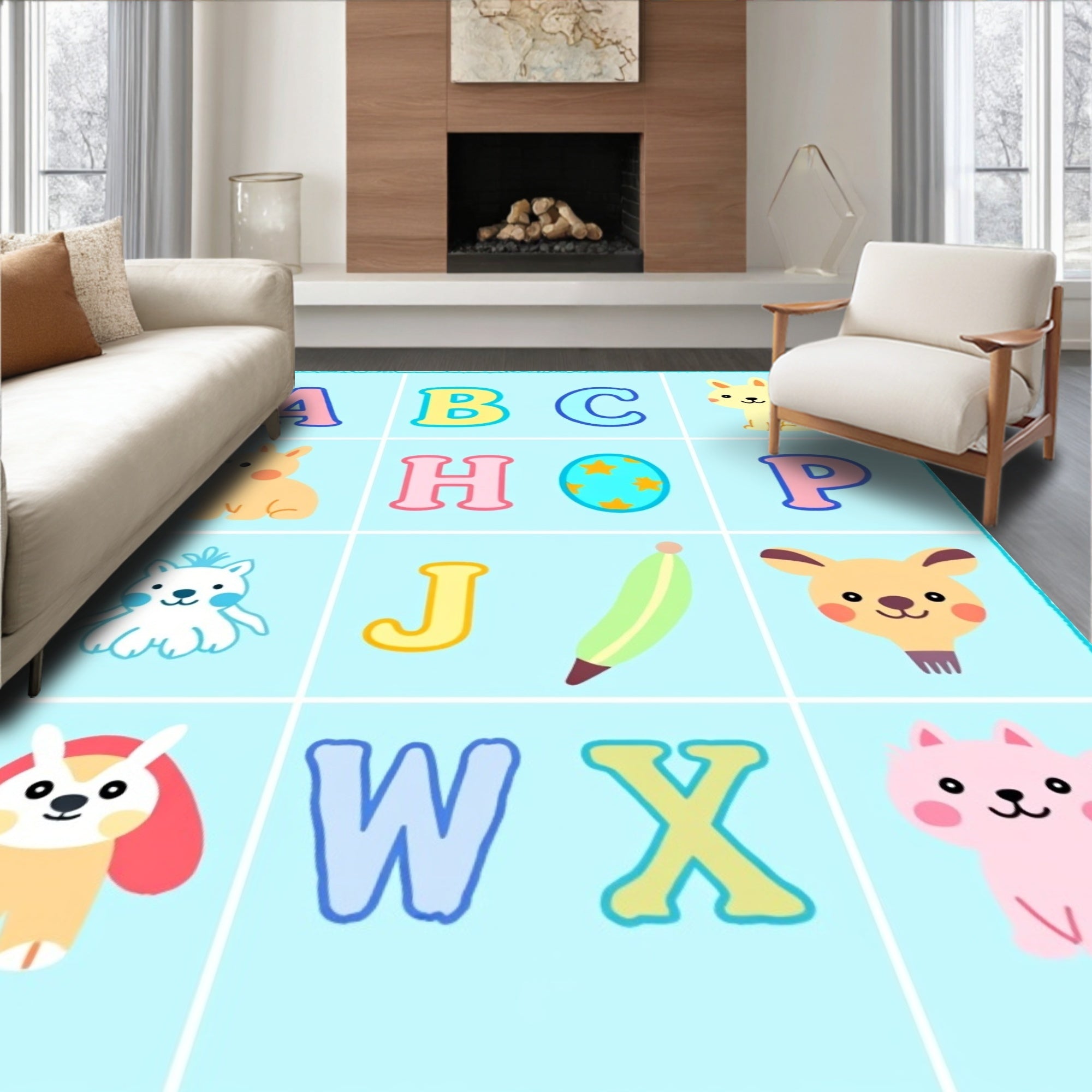 Cute Animals Alphabet Blocks Rug