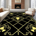 Golden Trophy Geometric Grid Rug