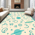 Cosmic Teal Alphabet Planets Rug