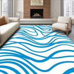 Oceanic Blue Flowing Waves Rug