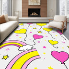 Pink Yellow Heart Balloon Rainbow Stars Rug