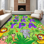 Jungle Wild Animals Alphabet Rug