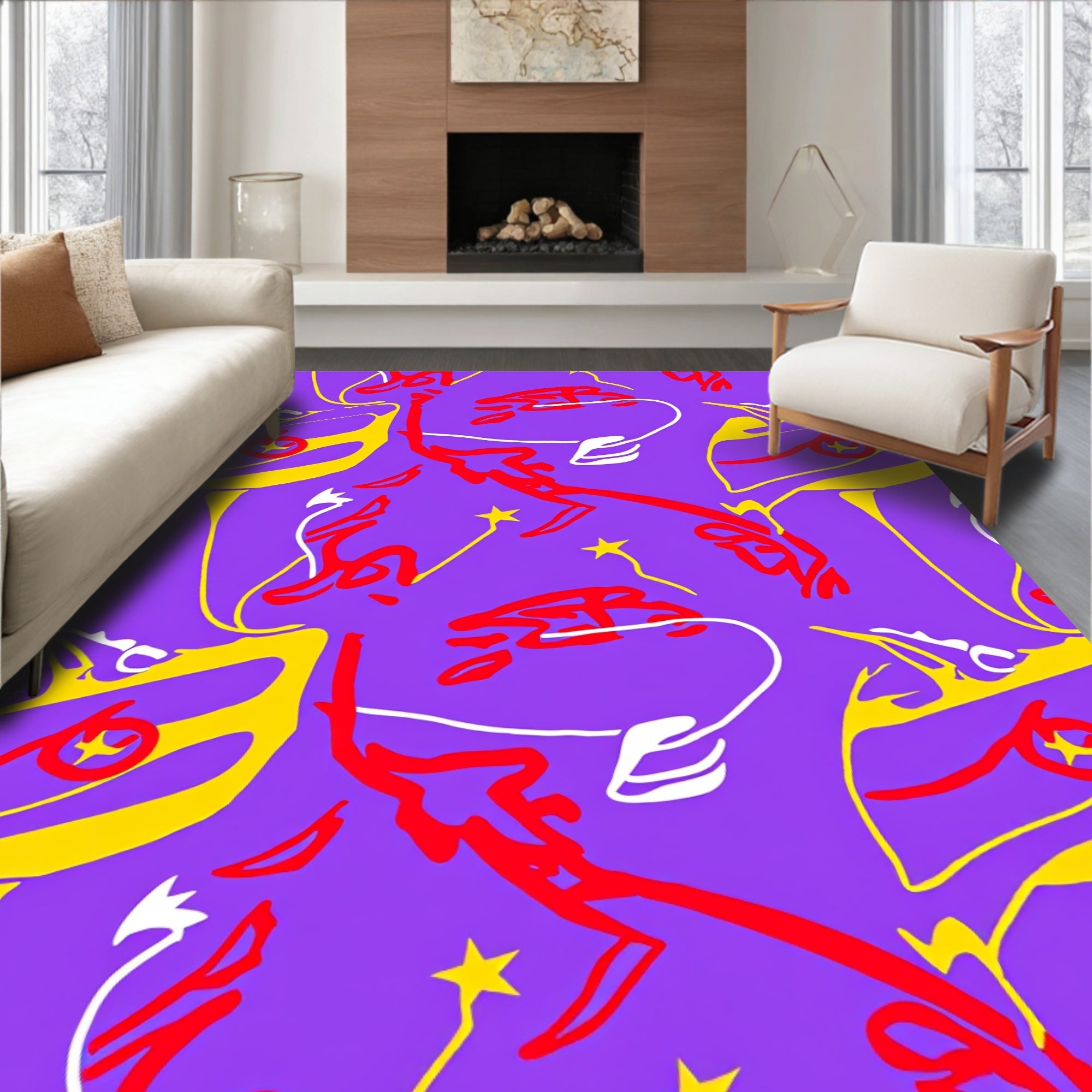 Bright Amethyst Splash Lines Rug