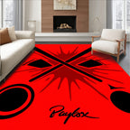 Crimson Red Abstract Splatter Accent Rug